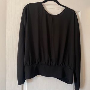 NWT EXPRESS BLACK LONG SLEEVE BLOUSE WITH SMOCKED BACK HEM SZ XL